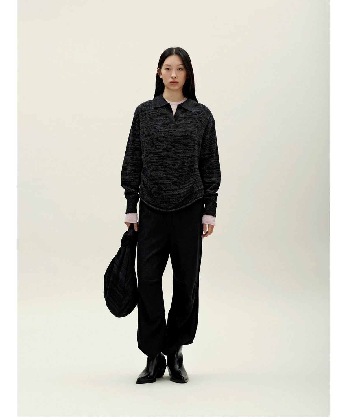 앙개(ANGGAE) Multiple Knit Polo  Dark Grey