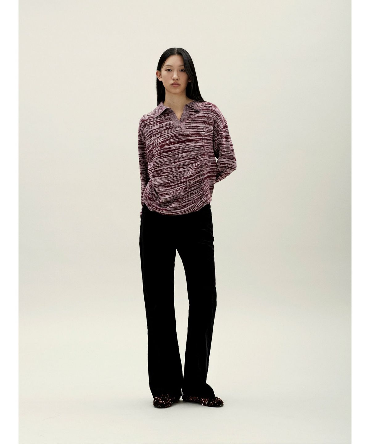 앙개(ANGGAE) Multiple Knit Polo  Magenta
