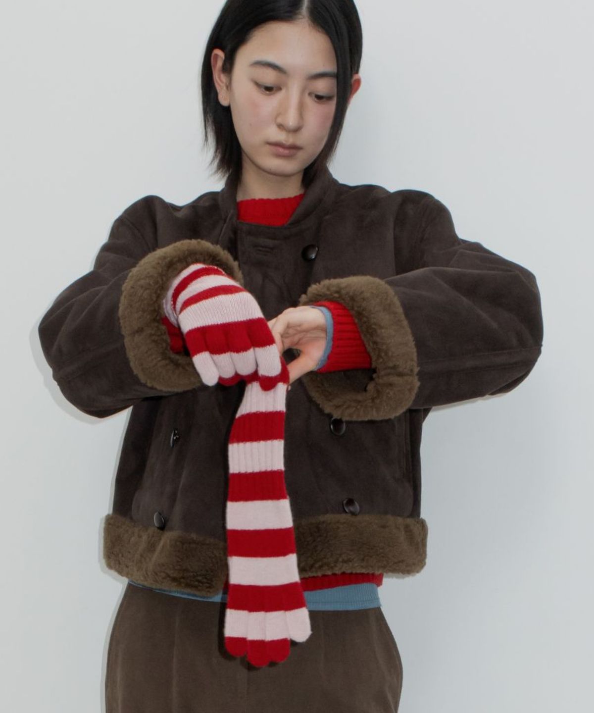 지비에이치 어패럴(GBH APPAREL) SMART LONG GLOVES / PINK STRIPE