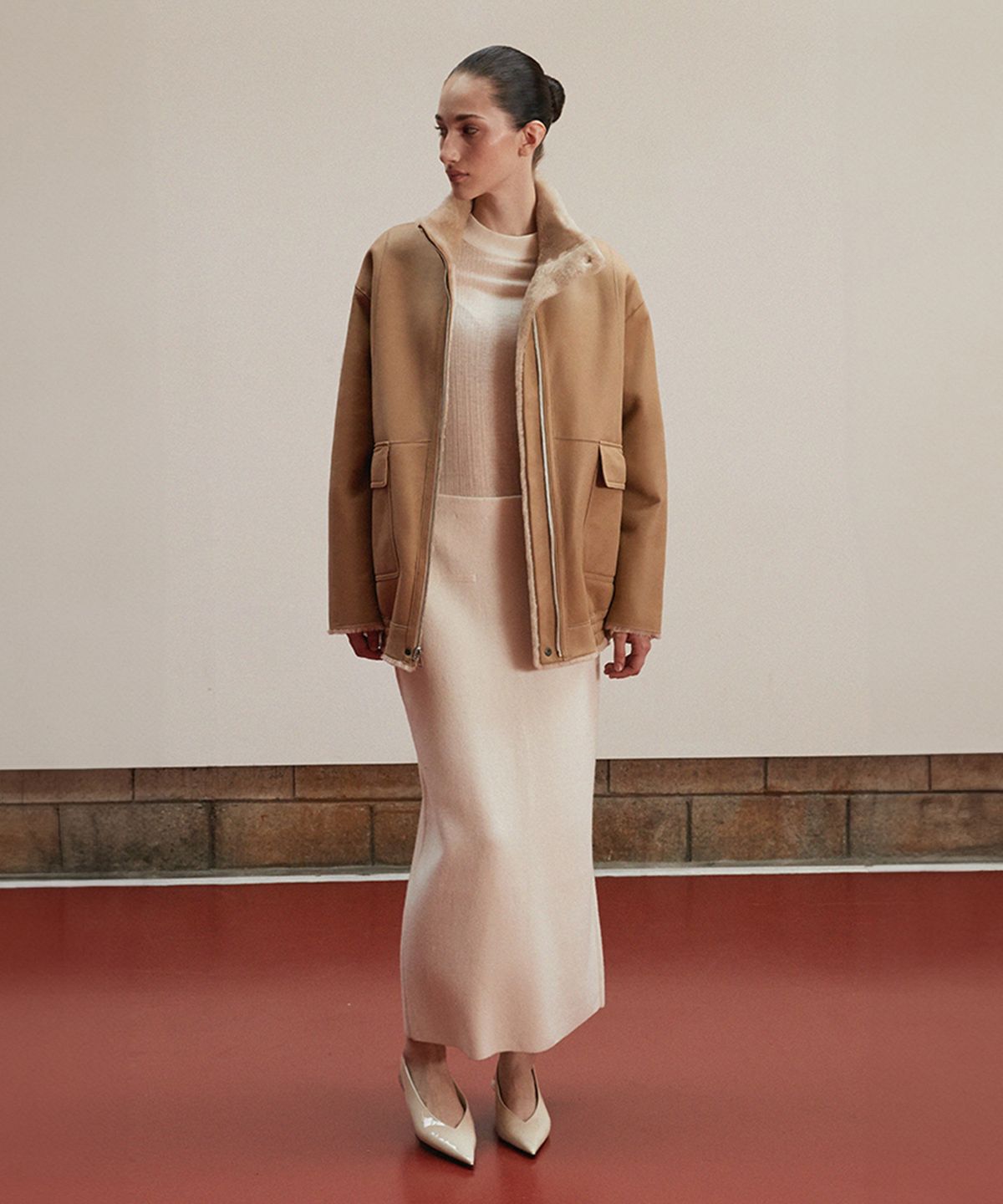 베르데마르(VERDEMAR) Reversible High-Neck Bomber Shearling Jacket