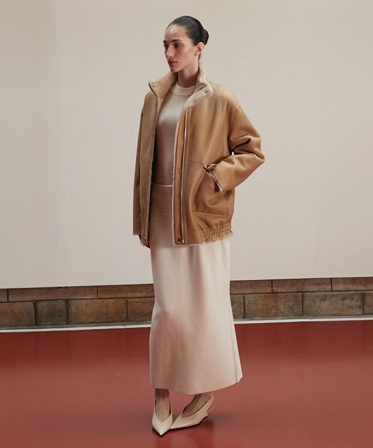 베르데마르(VERDEMAR) Reversible High-Neck Bomber Shearling Jacket