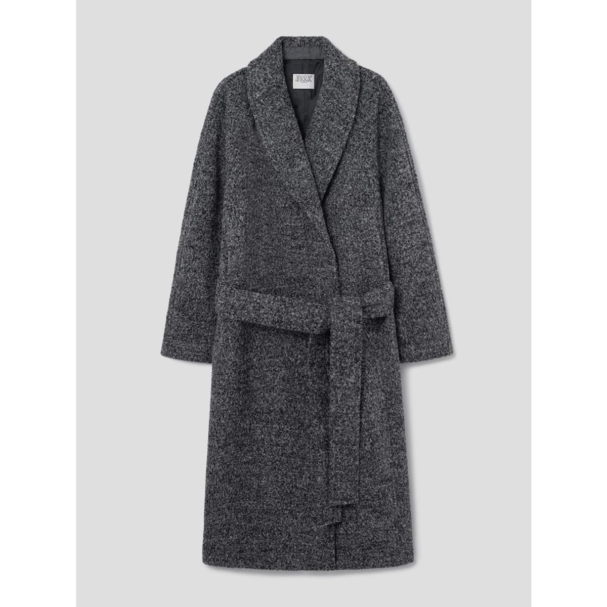 앙개(ANGGAE) Noise Shawl Collar Long Coat  Grey
