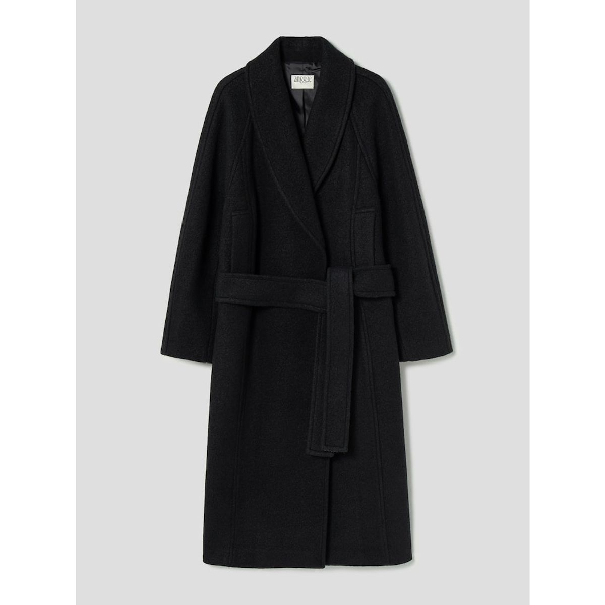앙개(ANGGAE) Shawl Collar Long Coat  Black