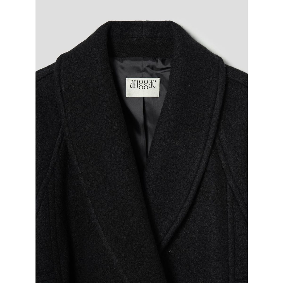 앙개(ANGGAE) Shawl Collar Long Coat  Black