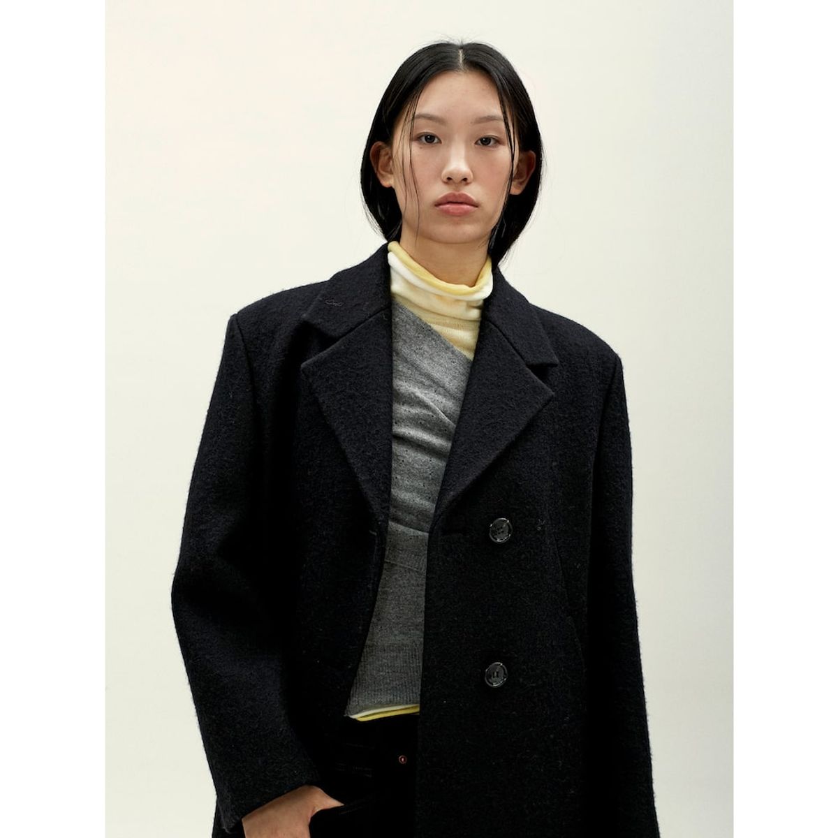 앙개(ANGGAE) Long Jacket Coat  Black