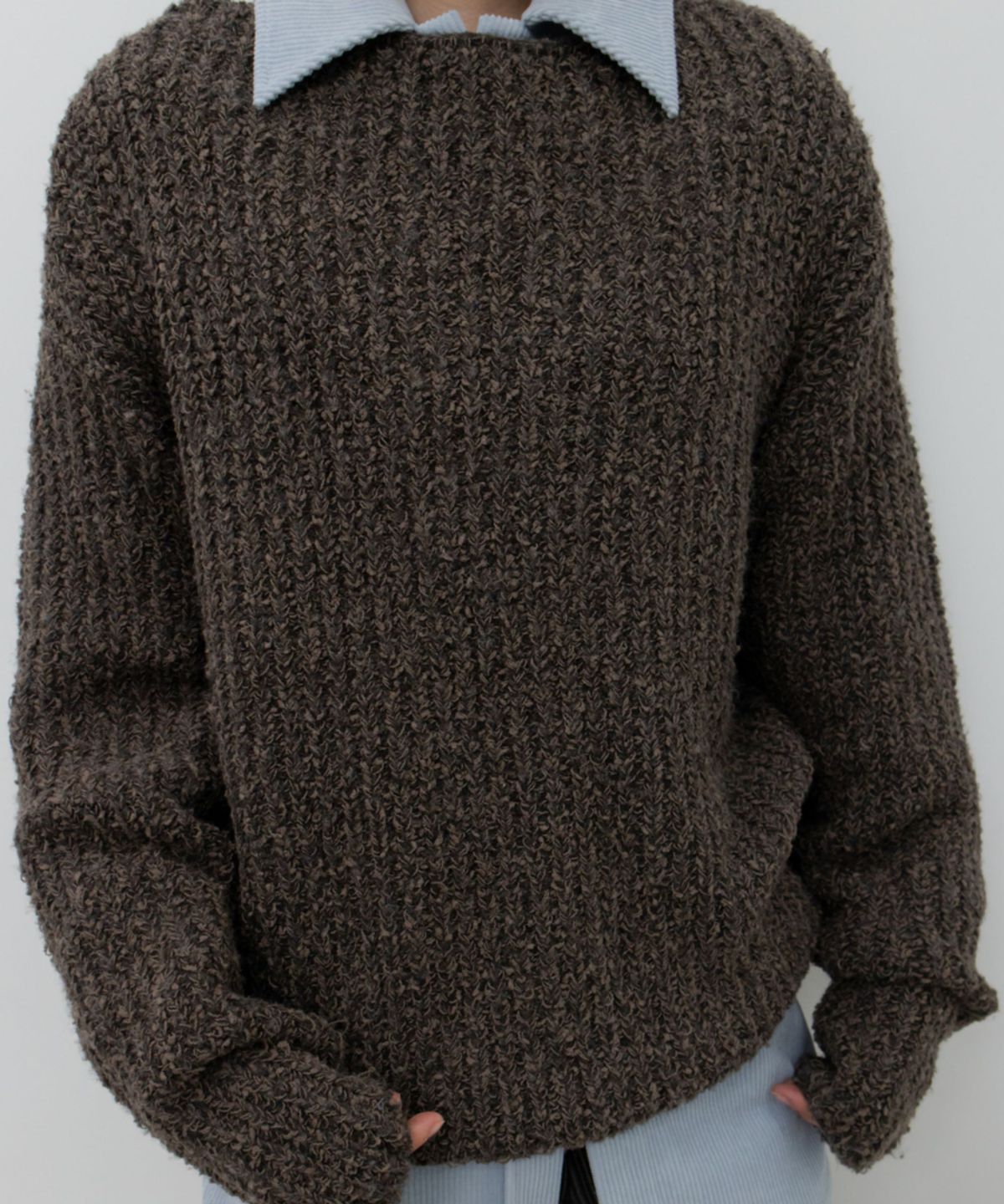 지비에이치 어패럴(GBH APPAREL) BOATNECK LOOSE FIT KNIT / BROWN