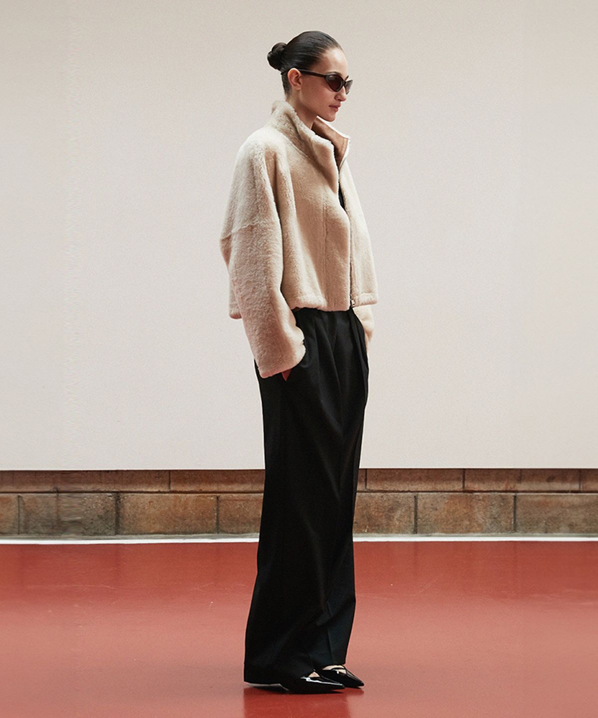 베르데마르(VERDEMAR) Reversible High Neck Shearling Jacket_Camel