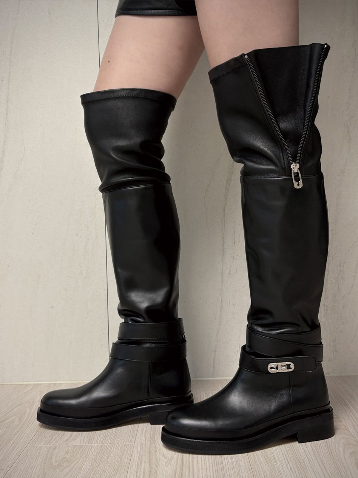 블랑토(BLANC TOE) STRAP THIGH-HIGH BOOTS35[F92-BLACK]
