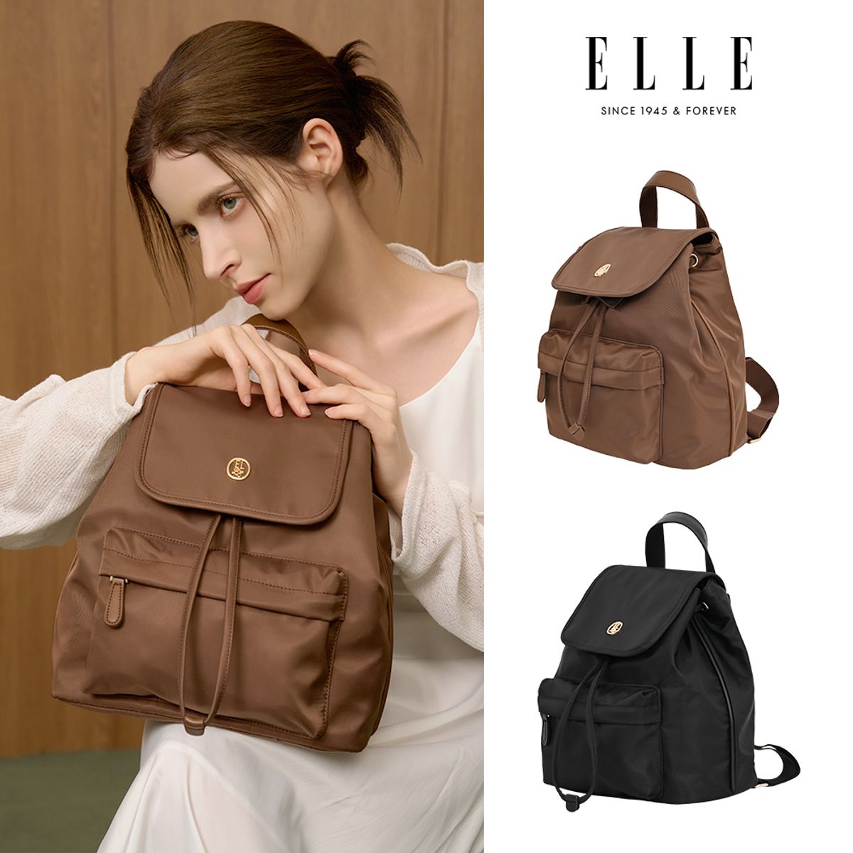 엘르(ELLE) 어반브리즈 여성 나일론 미니 백팩 캐주얼 가방 백