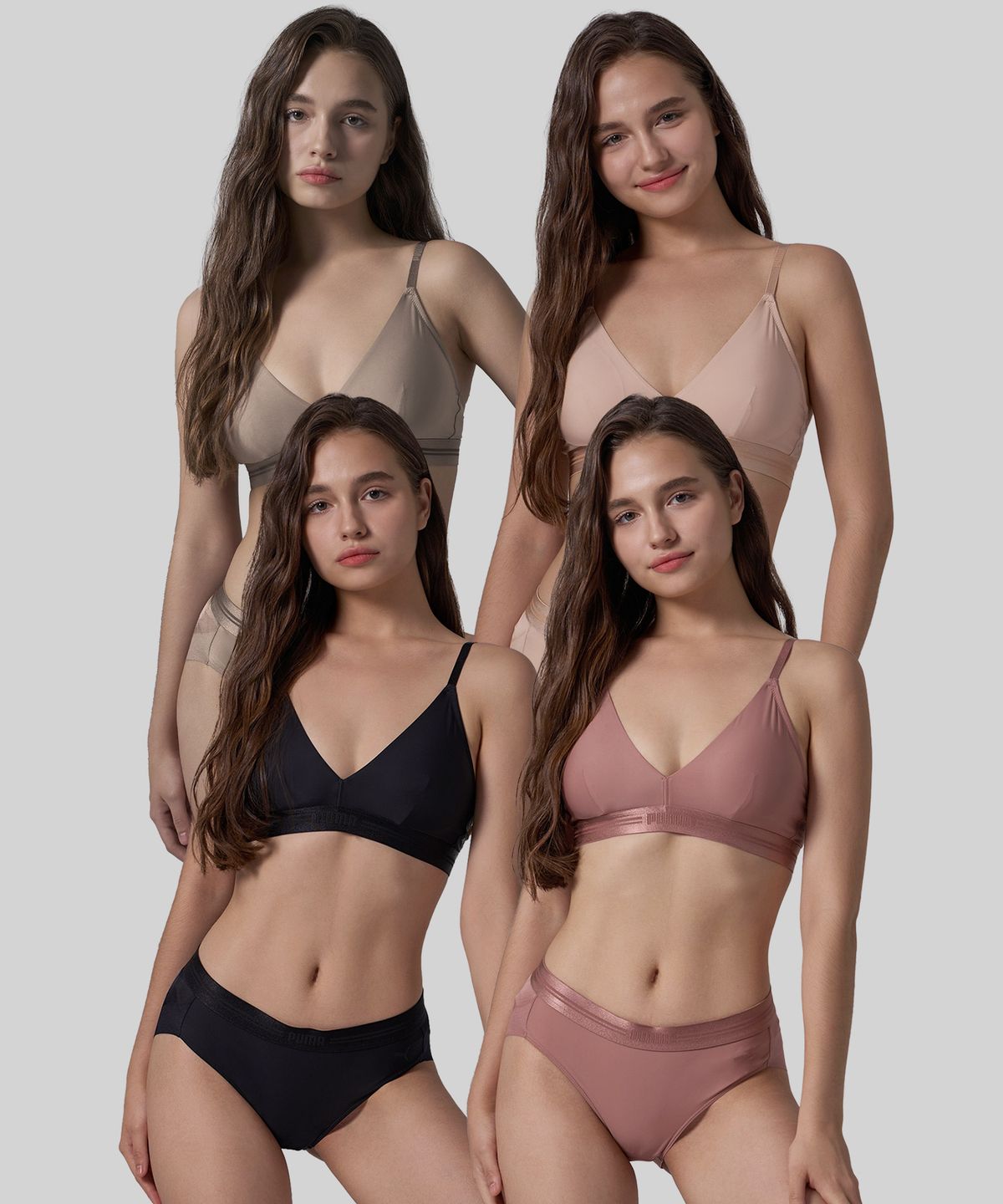푸마 바디웨어(PUMA BODYWEAR) [4SET] 프리미엄 글램 스킨 브라팬티 세트