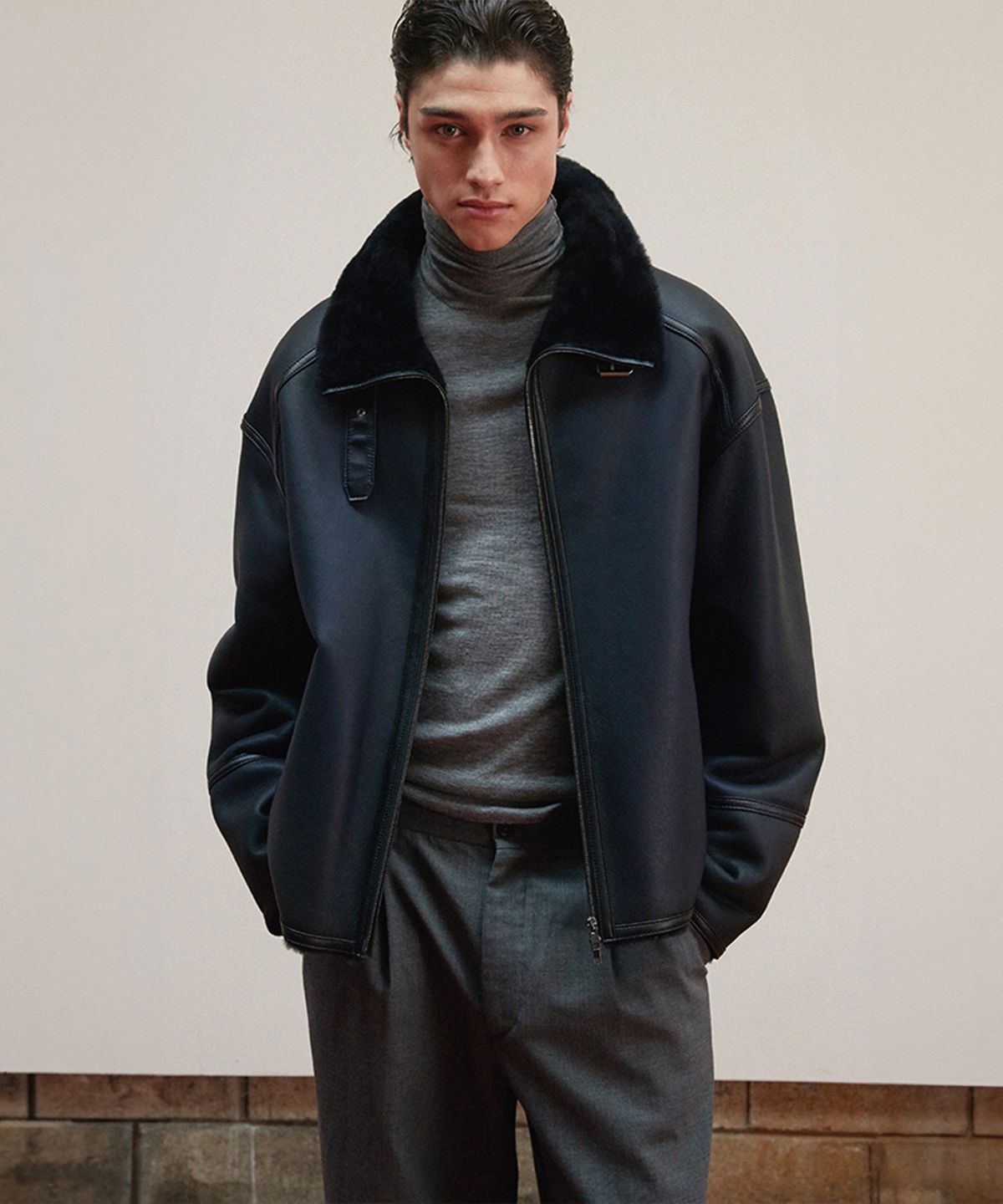 베르데마르(VERDEMAR) Shearling Buckle Jacket_Deep Navy