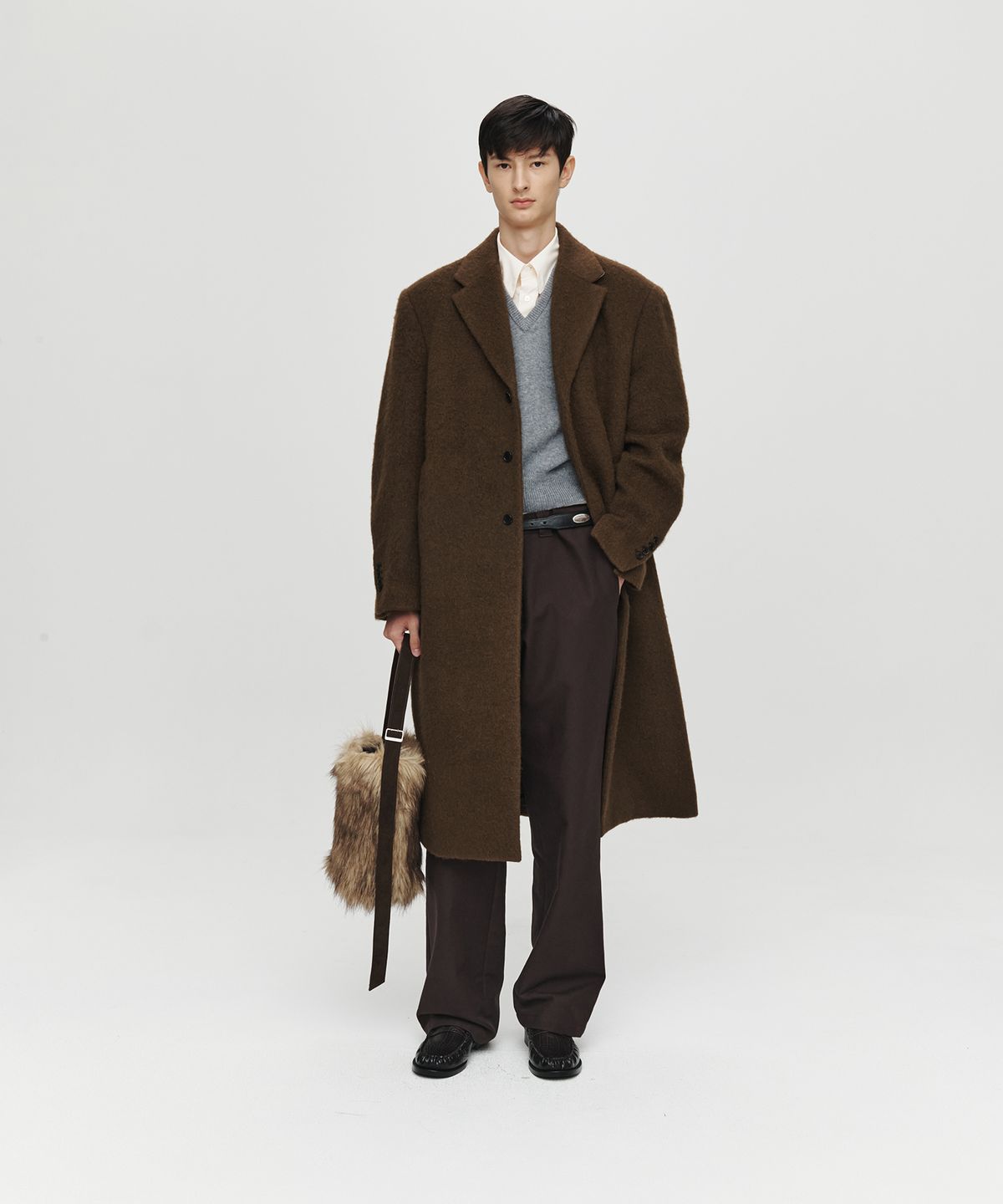 호이테(HEUTE) ALPACA LONG SINGLE COAT (KHAKI BROWN)