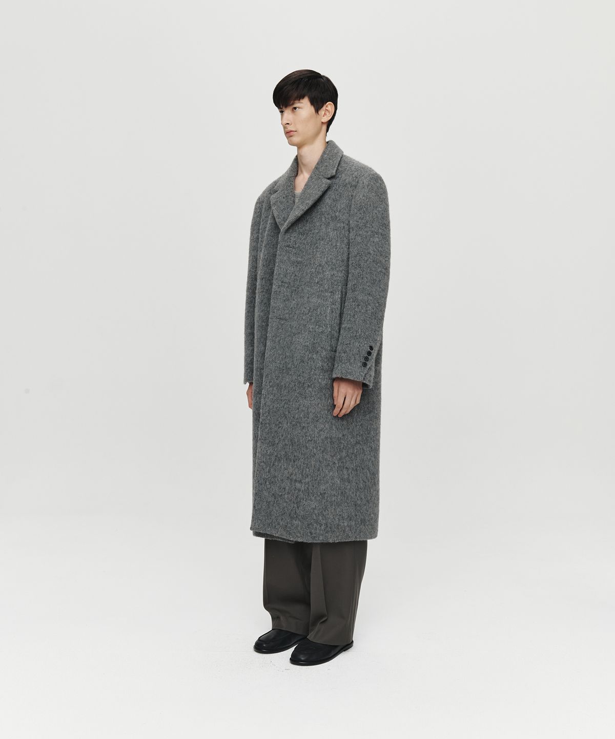 호이테(HEUTE) ALPACA LONG SINGLE COAT (CHARCOAL)