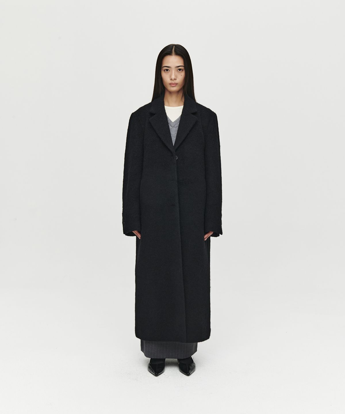 호이테(HEUTE) ALPACA LONG SINGLE COAT (BLACK)