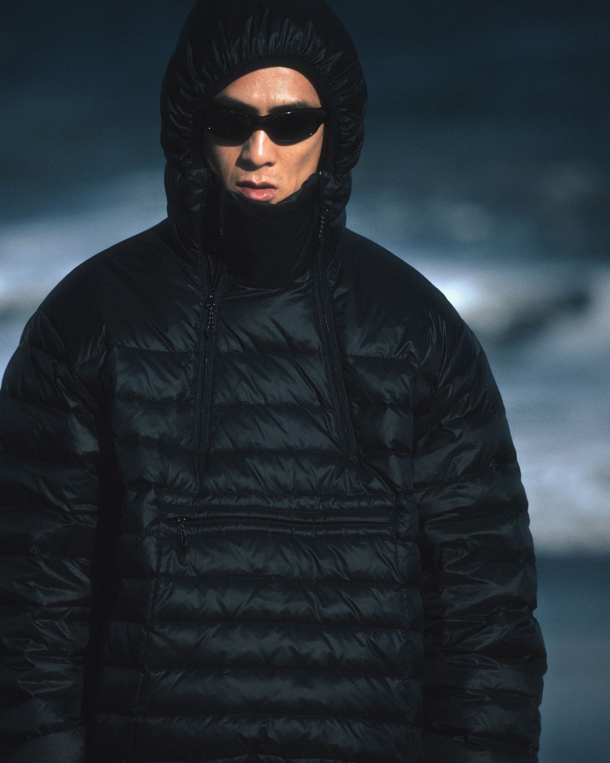앵글런(ANGLAN) Duck Down Hooded Anorak Puffer - Black