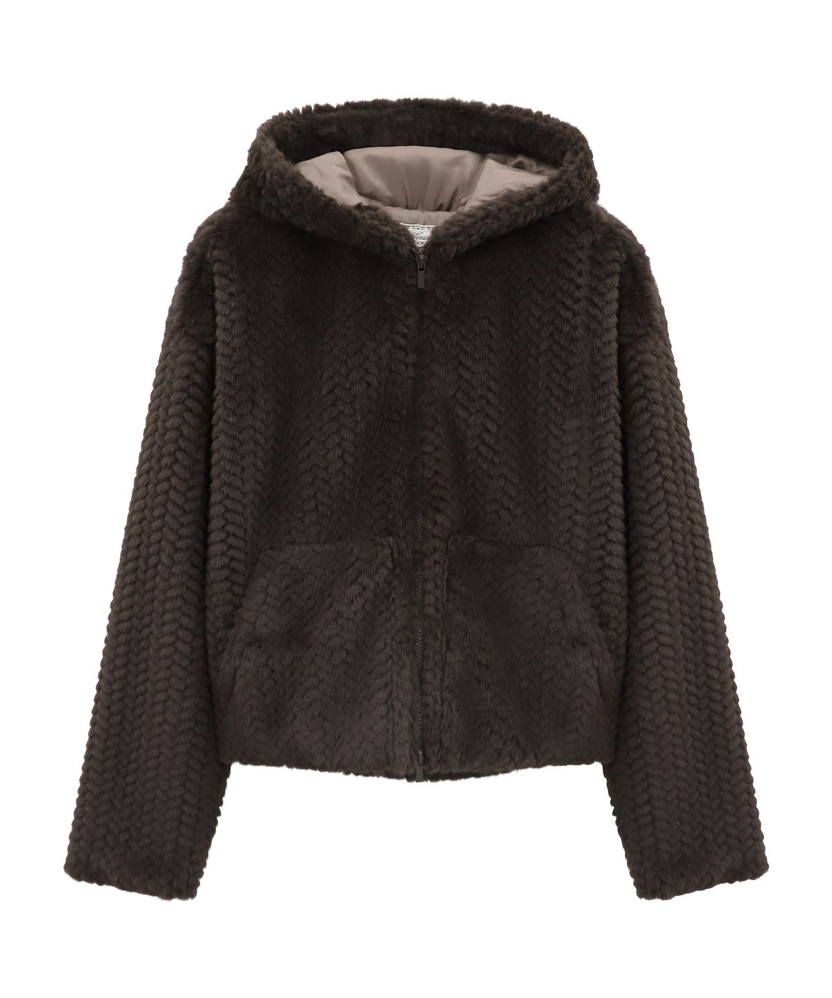 비바셔스(VIVACIOUS) Cocoon Braid Zip-Up BROWN