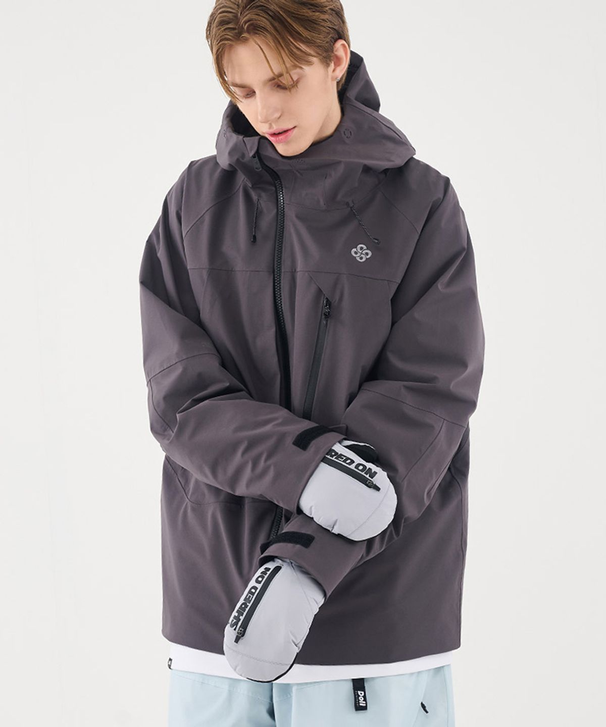 돌아우터웨어(DOLL OUTERWEAR) [보호대 내장] 2526 슈레드 온 레더 장갑 GRAY 남녀공용