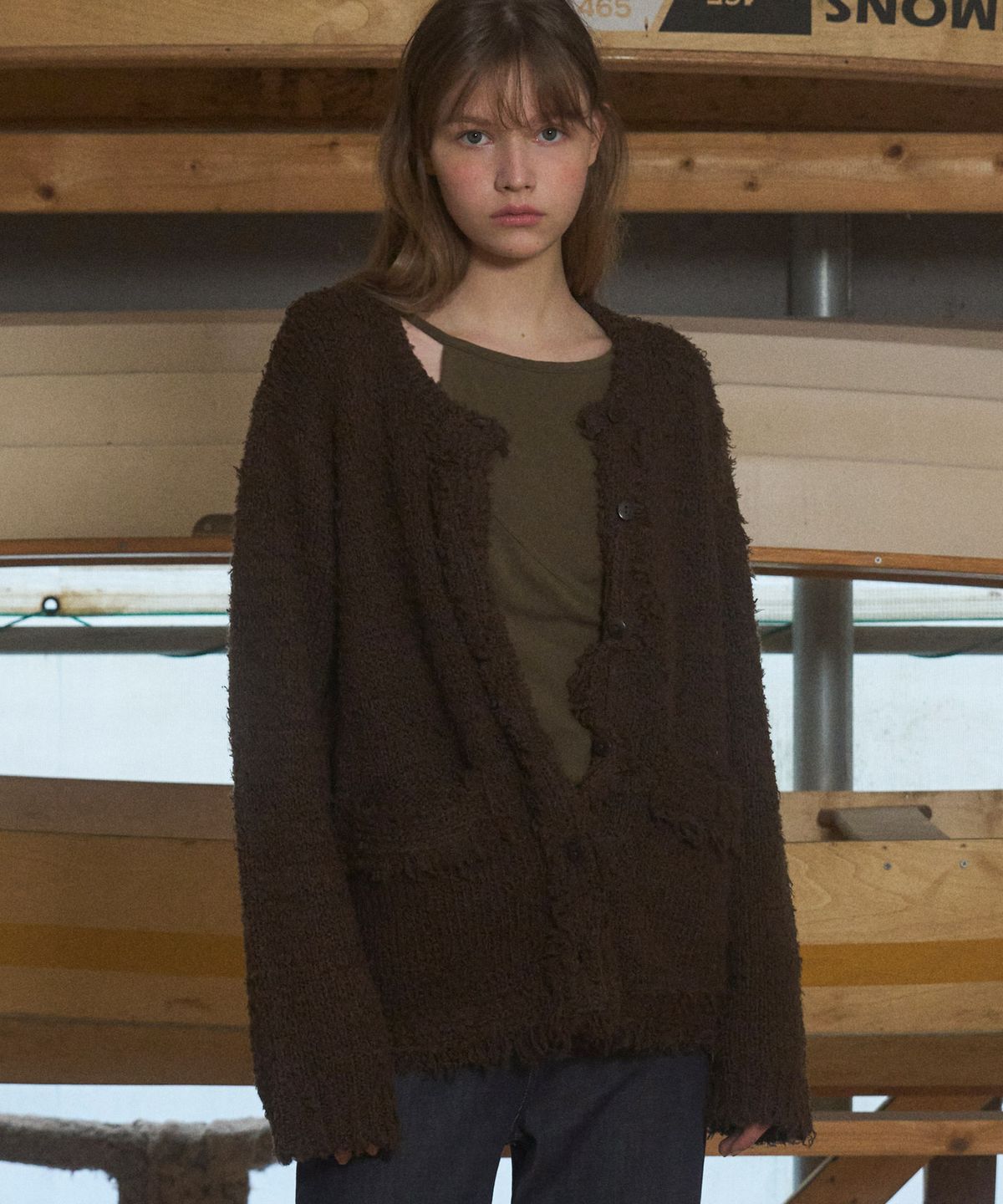 앤니즈(ANDNEEDS) Klein oblique cardigan (khaki)