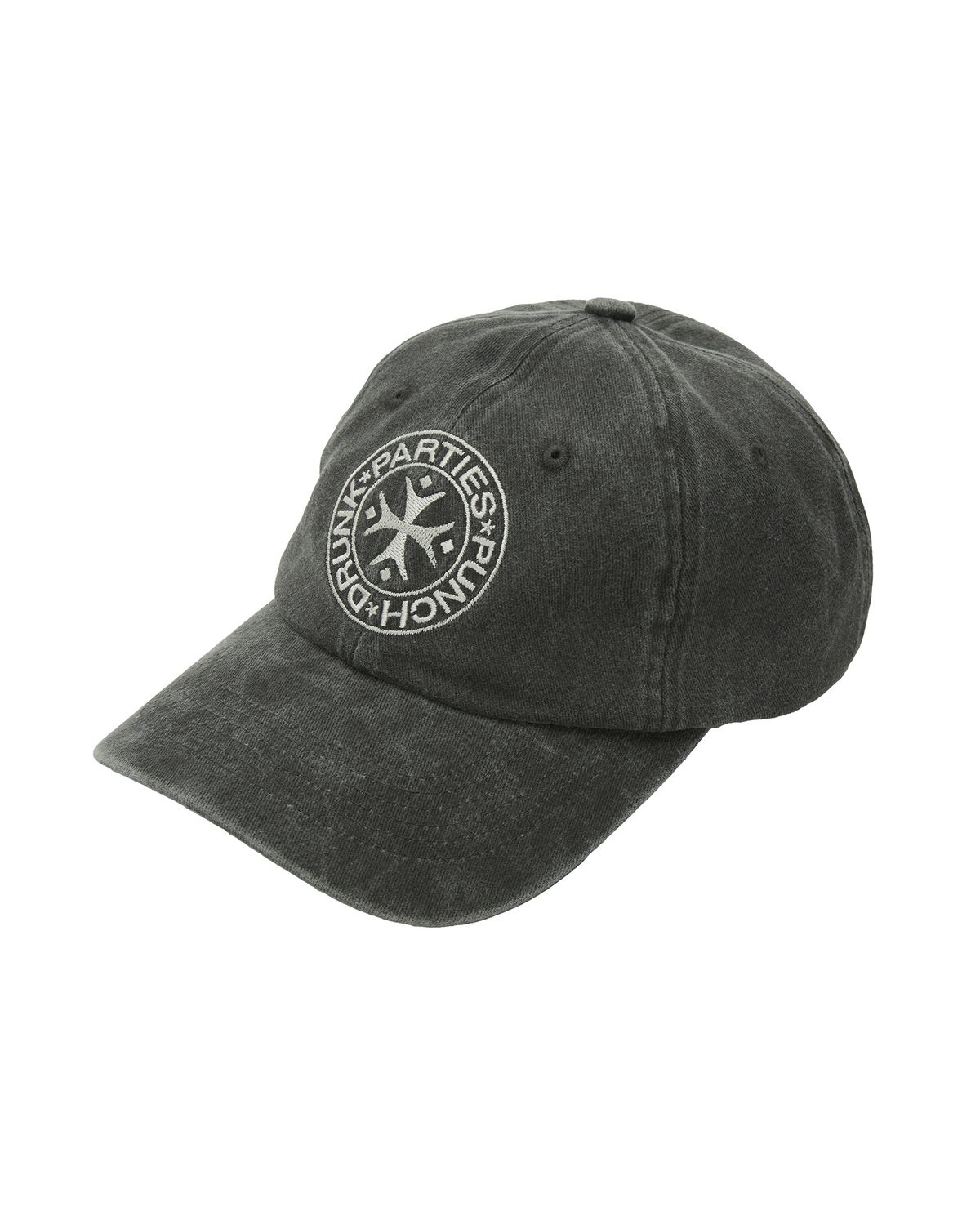 펀치드렁크파티즈(PUNCH DRUNK PARTIES) Circle Logo Washed Ball Cap (CHARCOAL)