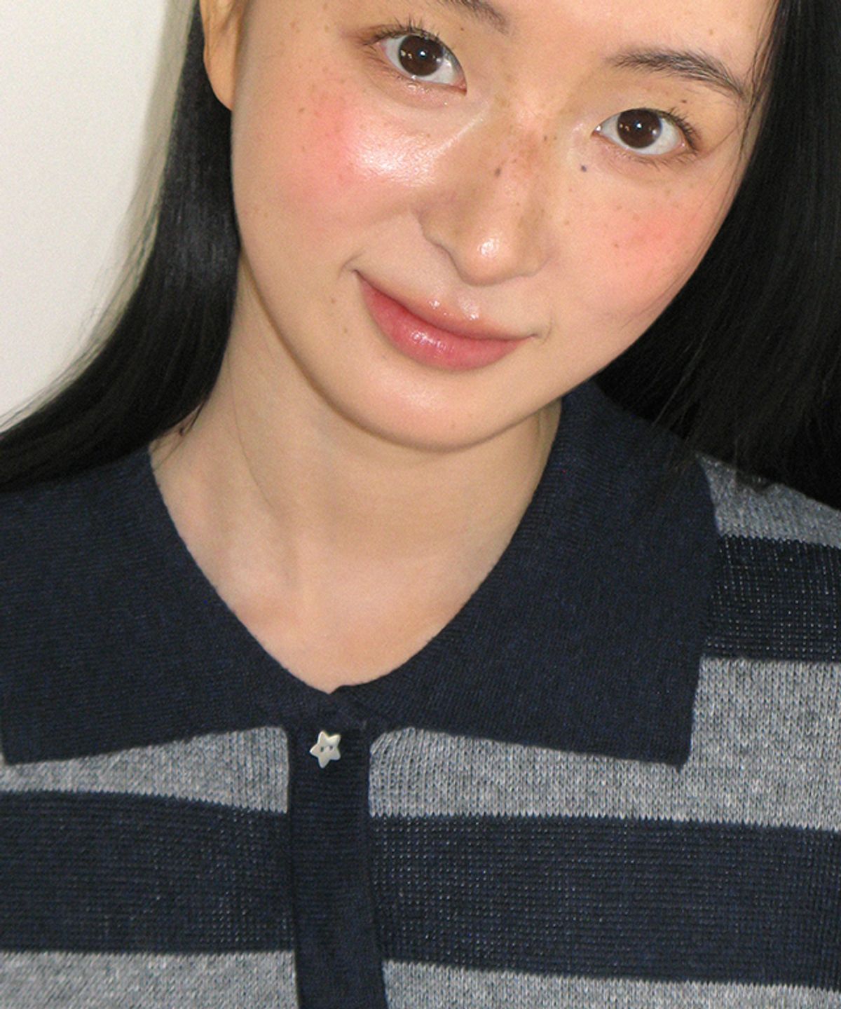 론론(RONRON) STAR STRIPE COLLAR HENRYNECK KNIT NAVY