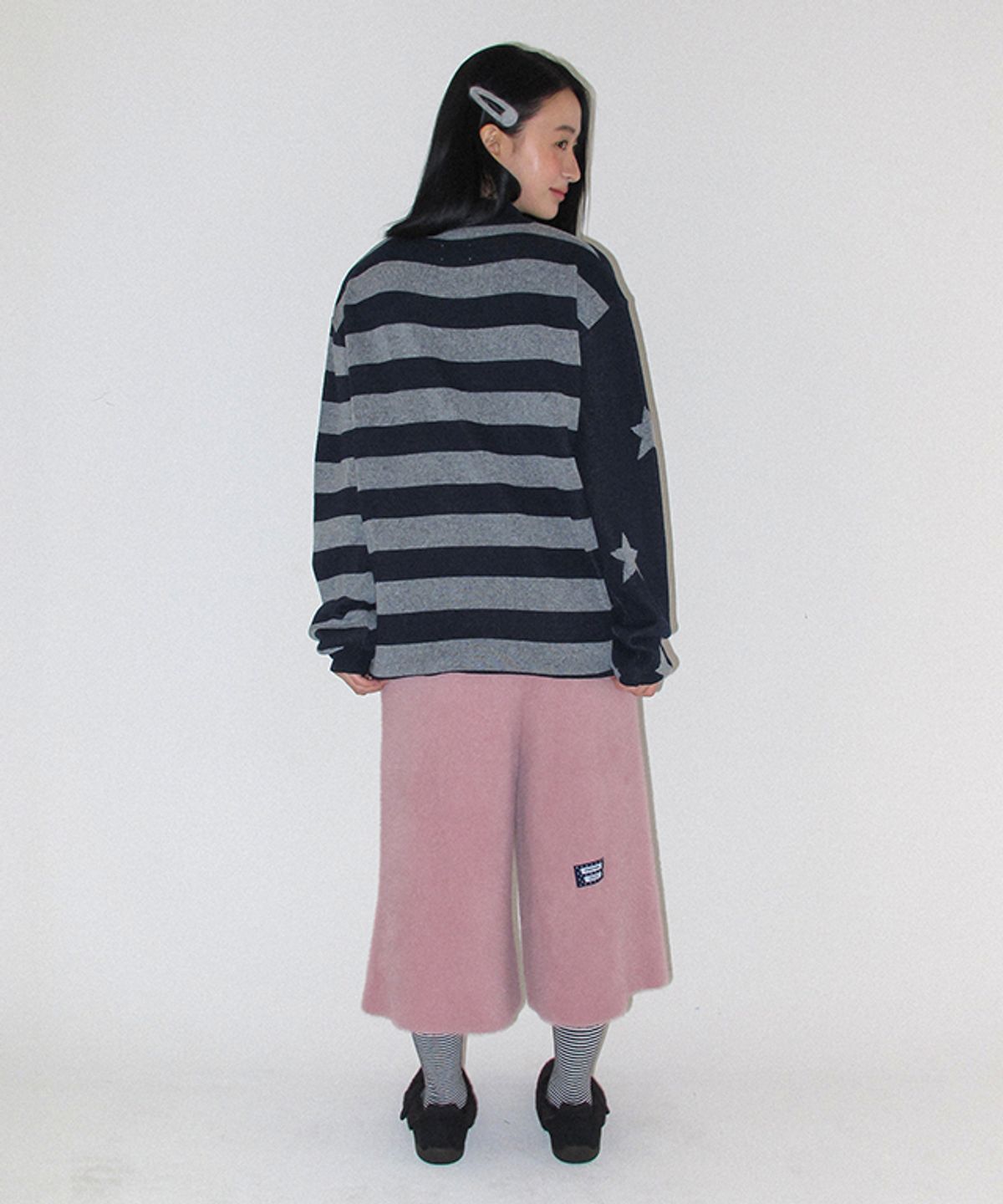 론론(RONRON) STAR STRIPE COLLAR HENRYNECK KNIT NAVY