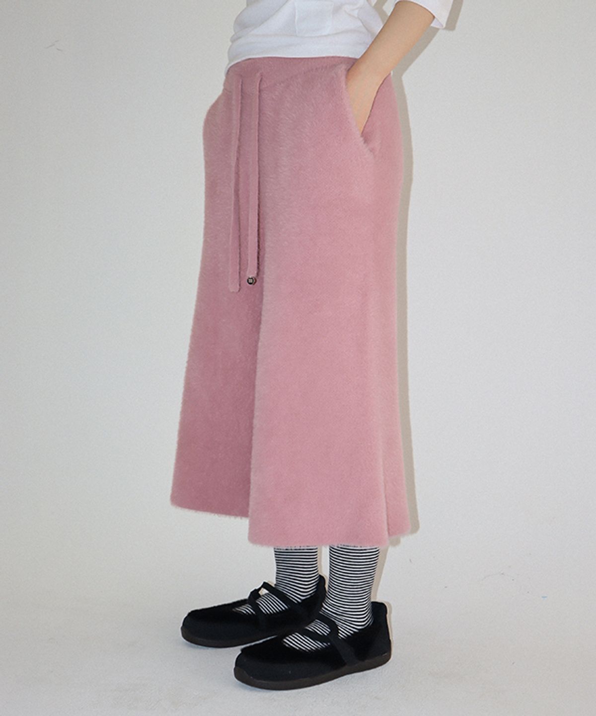 론론(RONRON) HAIRY BERMUDA KNIT PANTS PINK