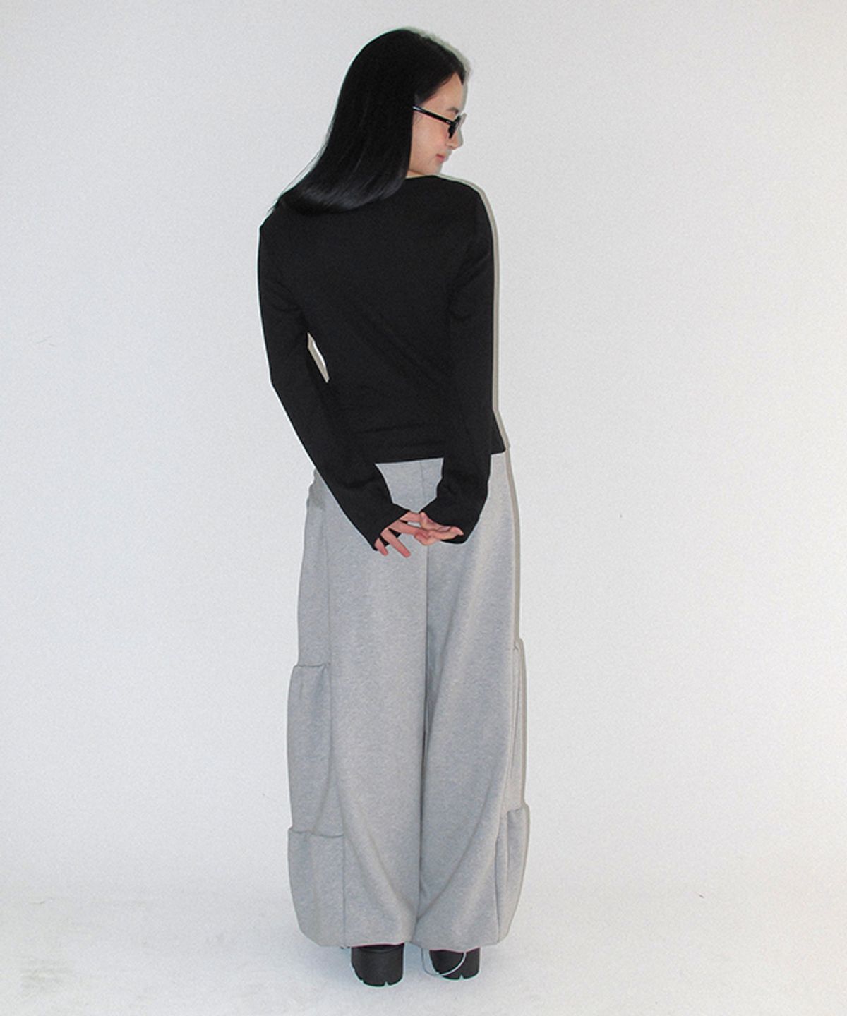 론론(RONRON) WRAP SHIRRING BALLOON JOGGER PANTS GREY