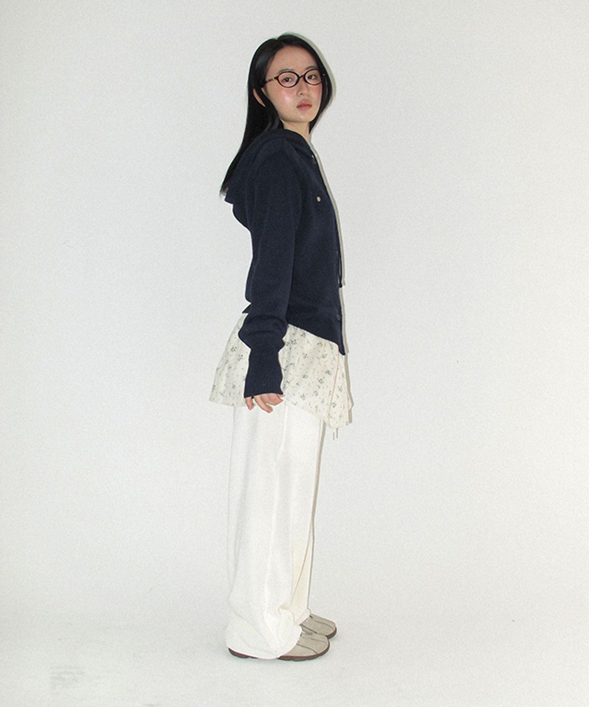 론론(RONRON) LAYERED SKIRT TRAINING PANTS IVORY FLOWER