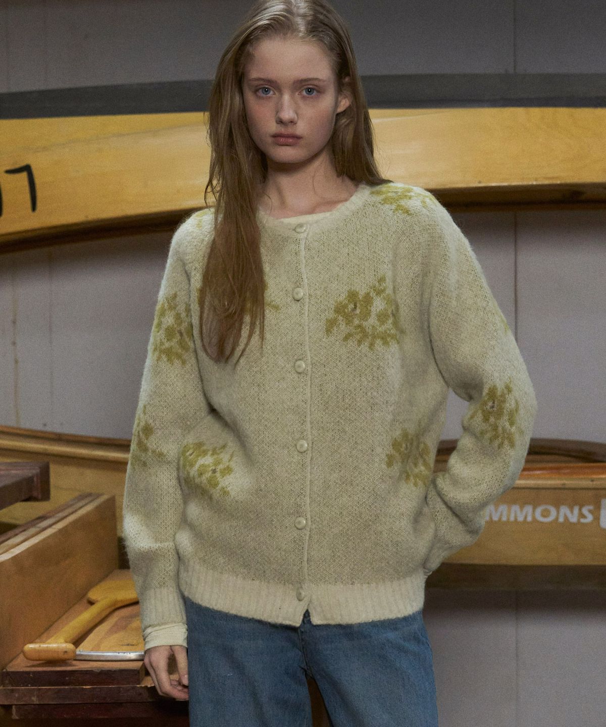 앤니즈(ANDNEEDS) Flower jacquard knit (ivory)