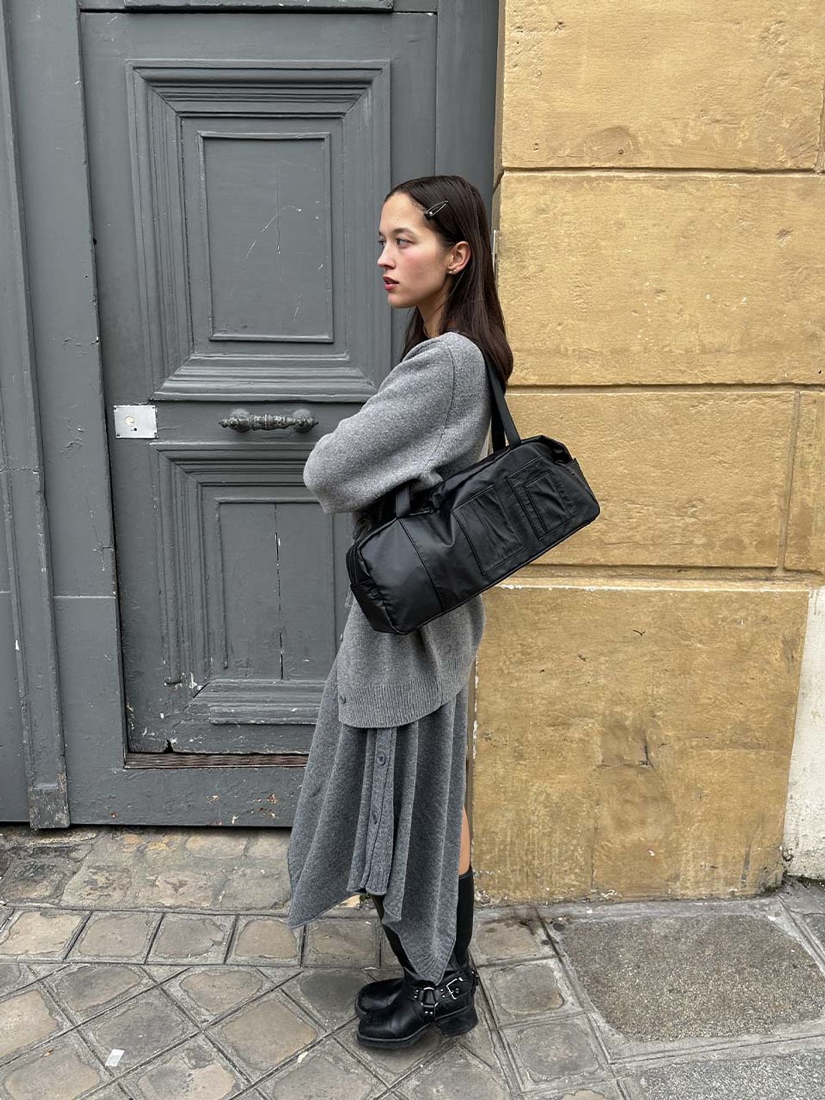 아코크(ACOC) Glossy Grid Duffle S Bag_Black
