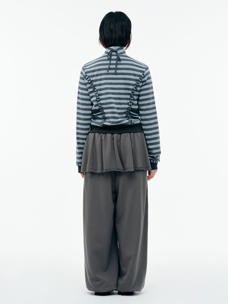 MUSINSA | TUOMIO DOUBLE WAIST SKIRT SWEATPANTS [CHARCOAL]