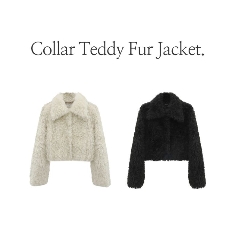 MUSINSA | VIVACIOUS Collar Teddy Fur Jacket IVORY