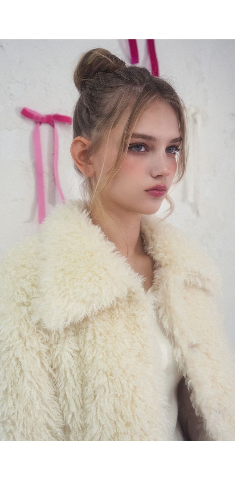 MUSINSA | VIVACIOUS Collar Teddy Fur Jacket IVORY