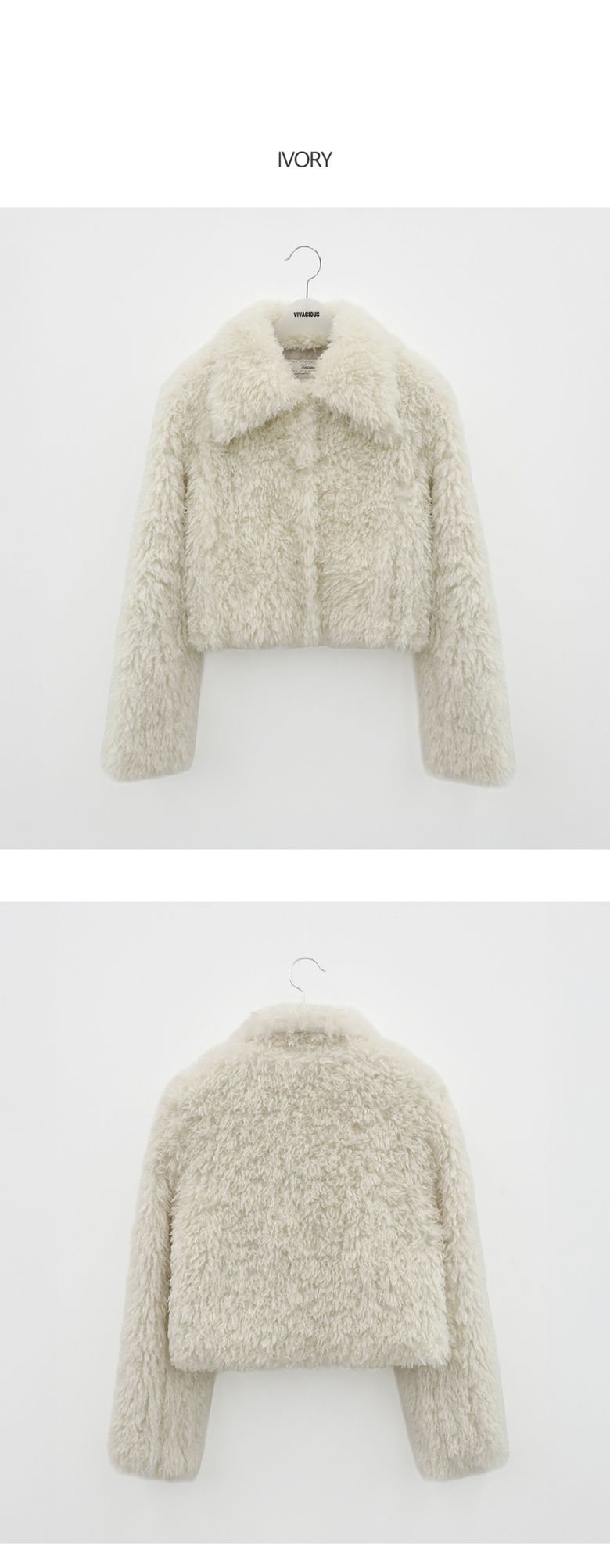 MUSINSA | VIVACIOUS Collar Teddy Fur Jacket IVORY