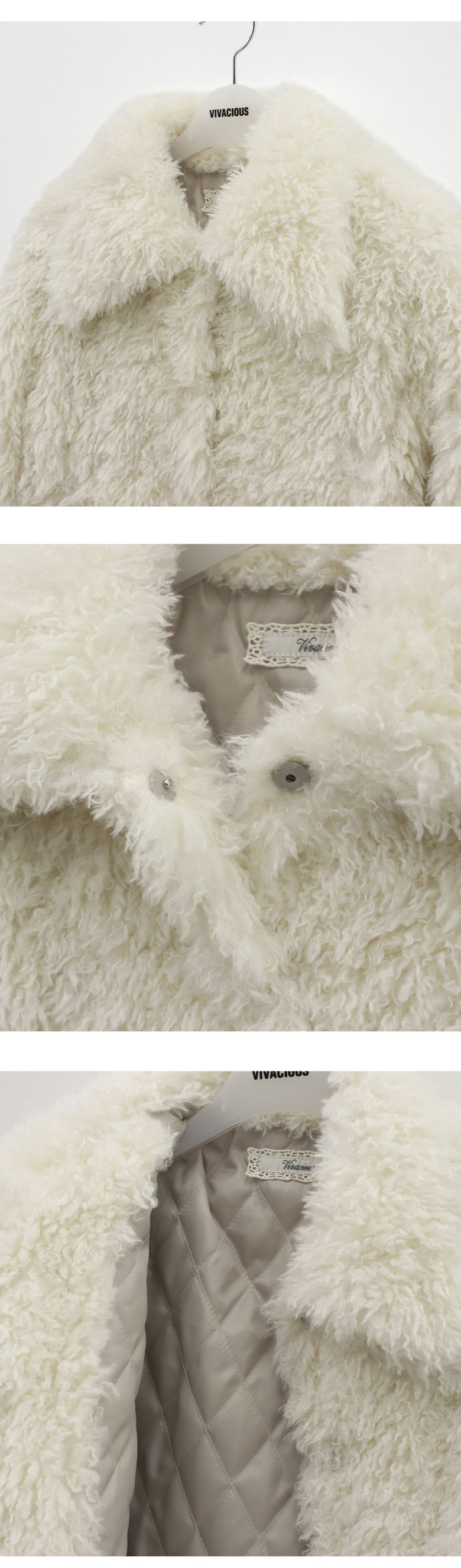 MUSINSA | VIVACIOUS Collar Teddy Fur Jacket IVORY