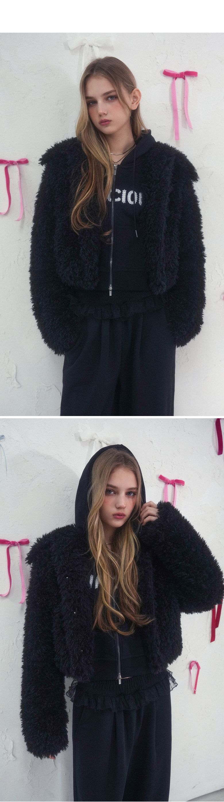 MUSINSA | VIVACIOUS Collar Teddy Fur Jacket IVORY