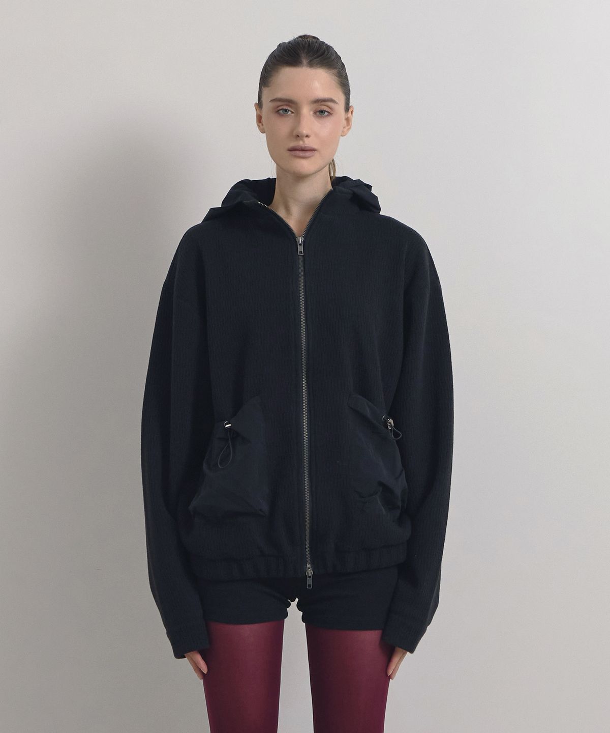 소어티(SOEOTI) Shell Knit Hood Zip up (Black)
