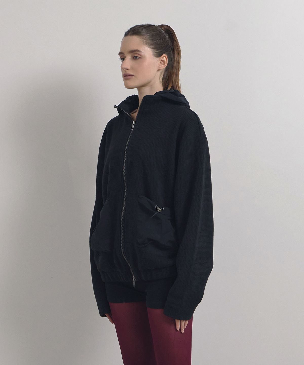 소어티(SOEOTI) Shell Knit Hood Zip up (Black)