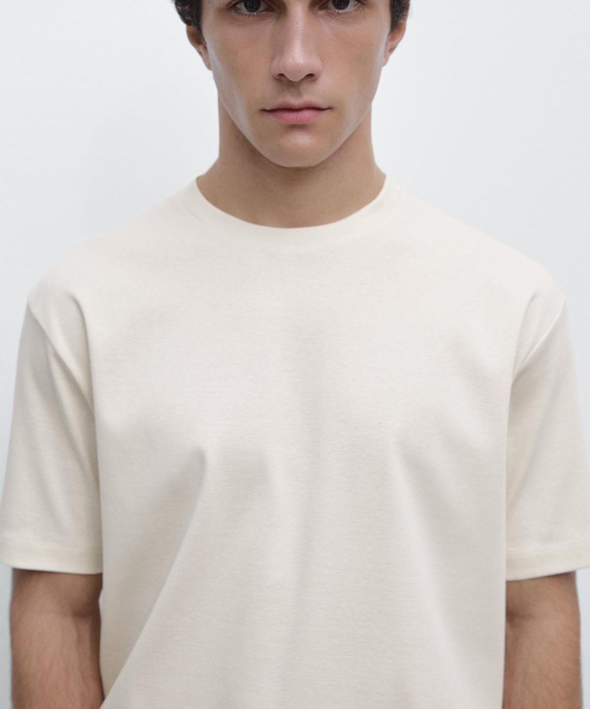 마시모두띠(MASSIMO DUTTI) 100% 머서라이즈 코튼 티셔츠