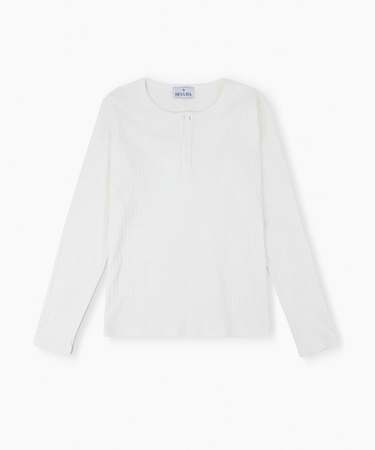 레뷰라(REVURA) REVE COTTON MODAL RIBBED HENLEY SHIRTS - IVORY