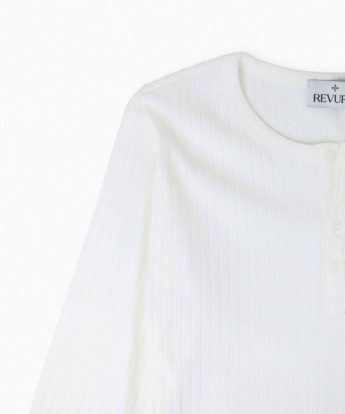 레뷰라(REVURA) REVE COTTON MODAL RIBBED HENLEY SHIRTS - IVORY