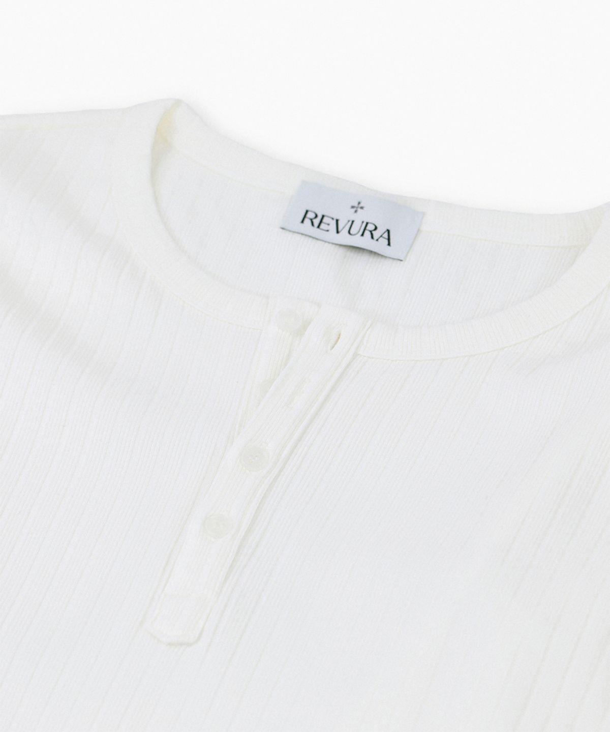 레뷰라(REVURA) REVE COTTON MODAL RIBBED HENLEY SHIRTS - IVORY