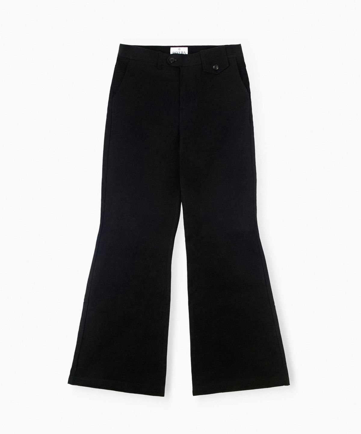 레뷰라(REVURA) DROIT FLARED BELL BOTTOM CHINO PANTS - BLACK