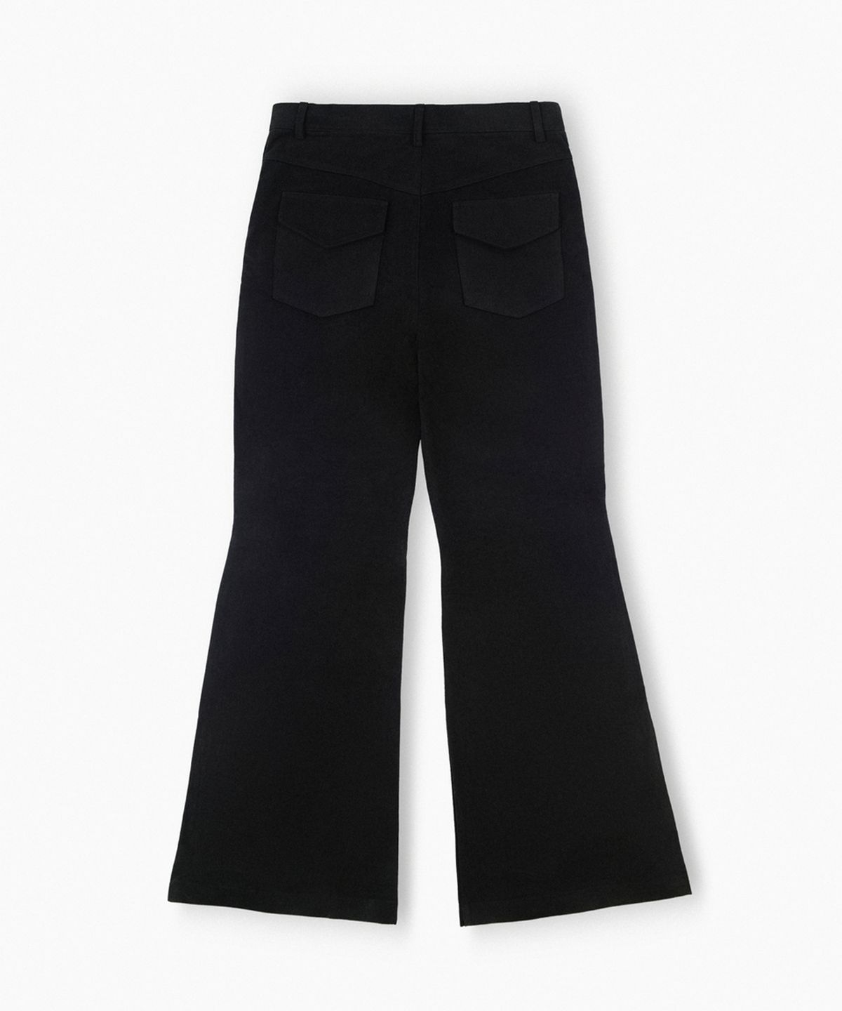 레뷰라(REVURA) DROIT FLARED BELL BOTTOM CHINO PANTS - BLACK
