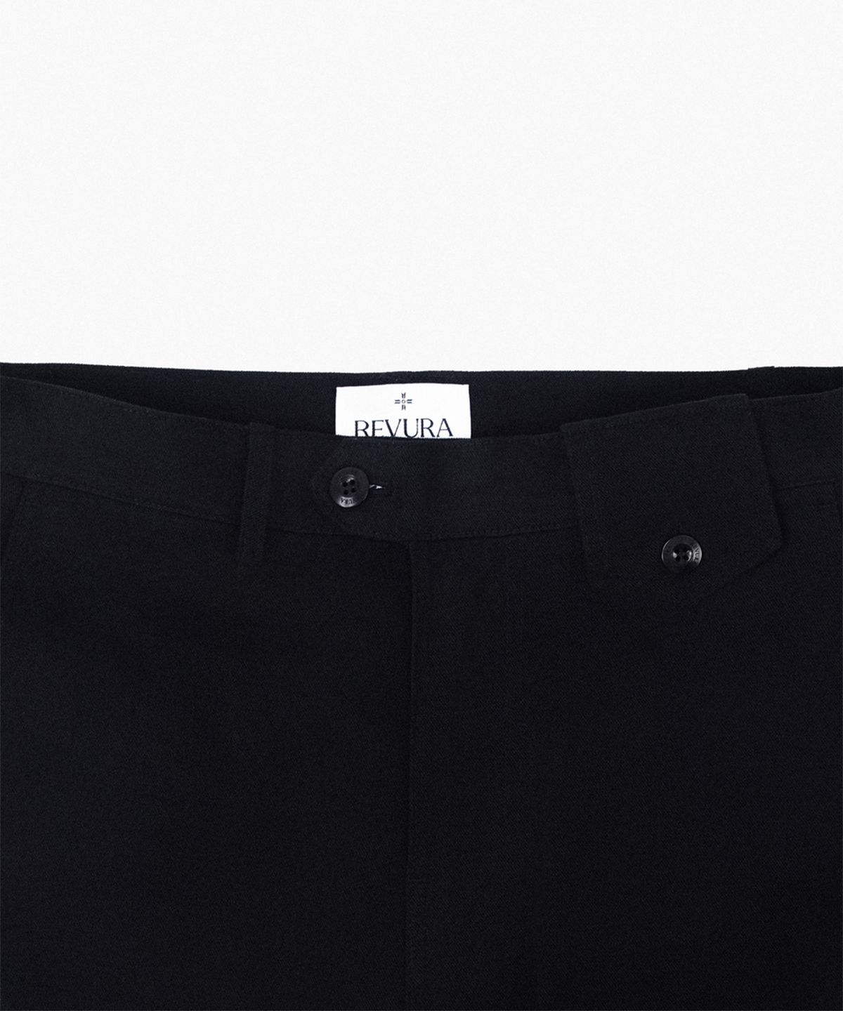 레뷰라(REVURA) DROIT FLARED BELL BOTTOM CHINO PANTS - BLACK