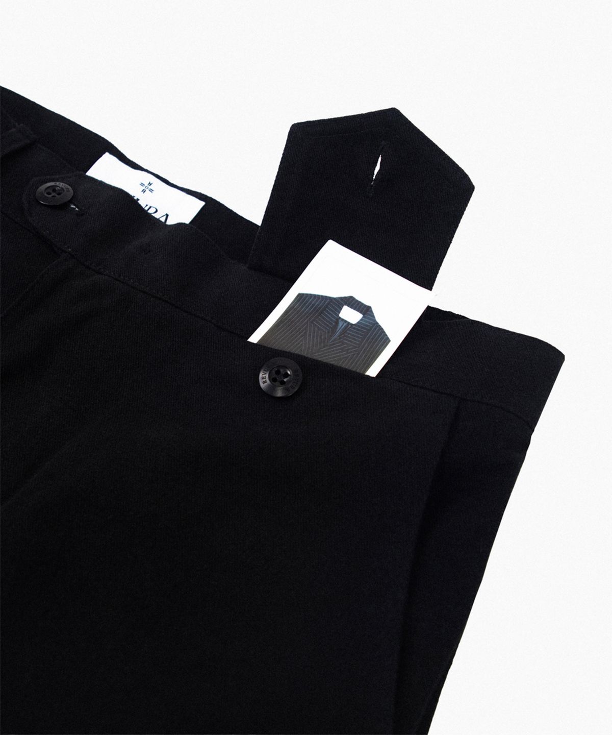 레뷰라(REVURA) DROIT FLARED BELL BOTTOM CHINO PANTS - BLACK