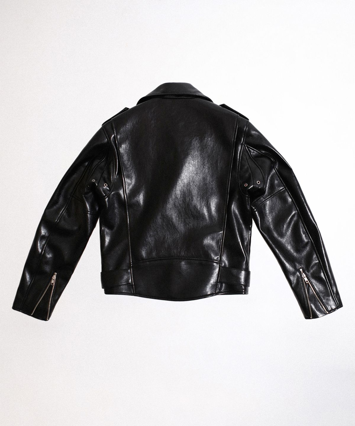 레뷰라(REVURA) BURN OUT FLARE FAUX RIDER JACKET (W)