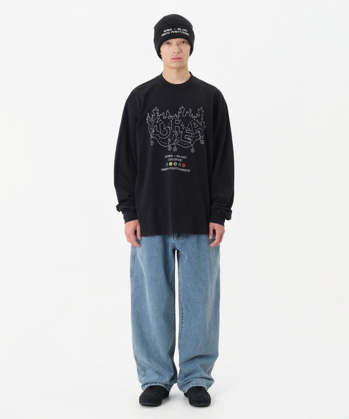 디미토(DIMITO) TEAM KOREA REPLICA COLORING LSV GD 6.5OZ TEE BLACK