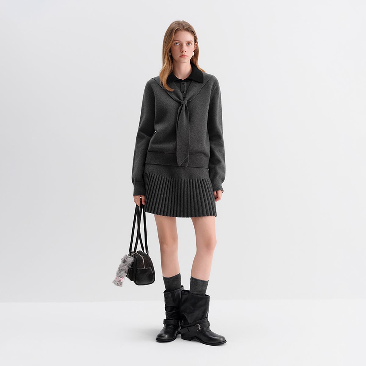 웬스데이딜라잇(WEDNESDAY DELIGHT) WD_College half pleat skirt