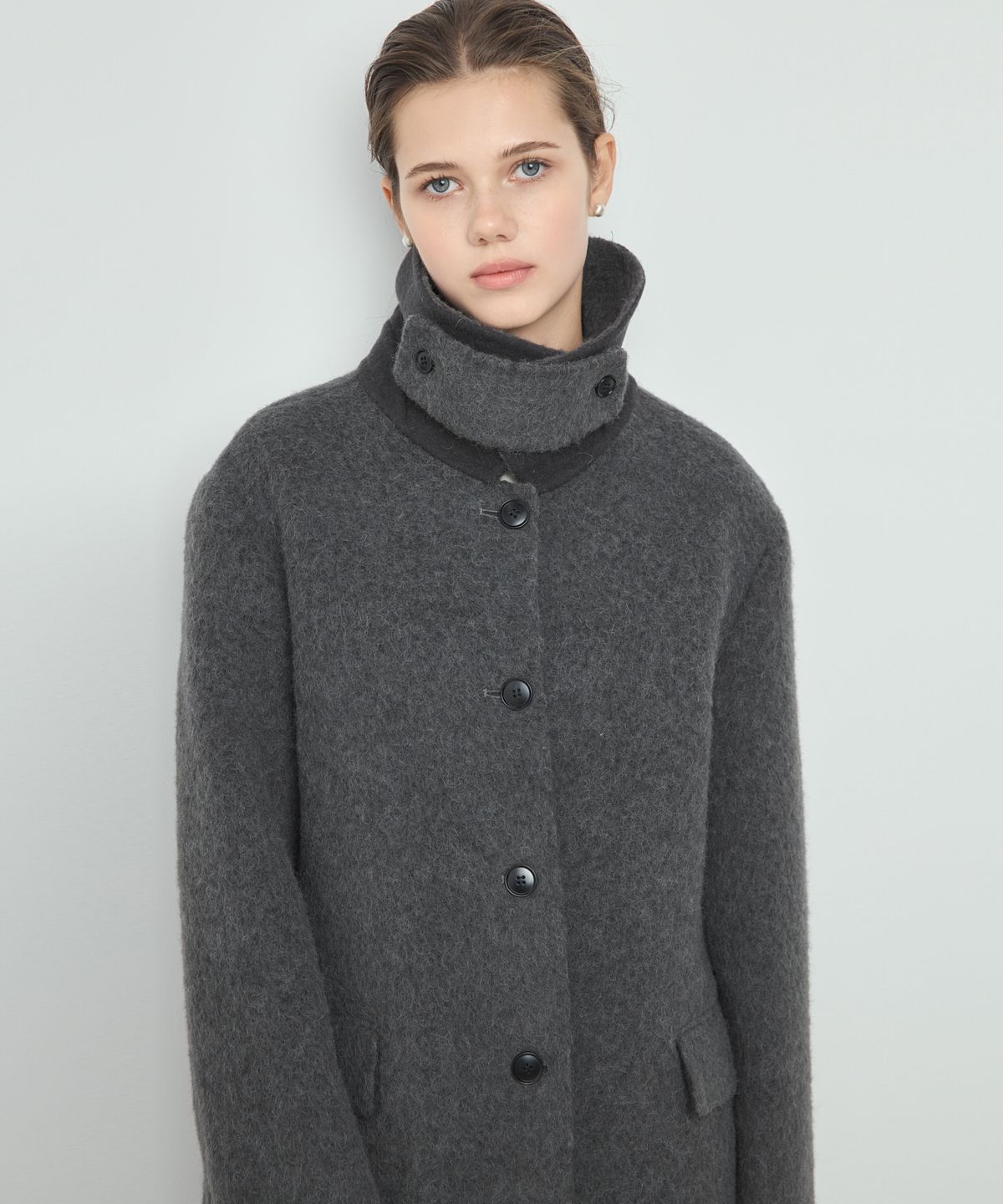 누토프(NUTOFFE) Alpaca Single Handmade Coat_Charcoal